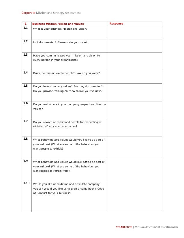 business assessment questionnaire