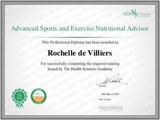 Rochelle de Villiers
Advanced Sports and Exercise Nutritional Advisor
19th March 2015
 