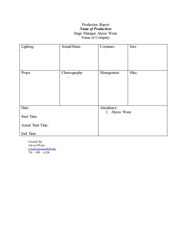 Production Report Template