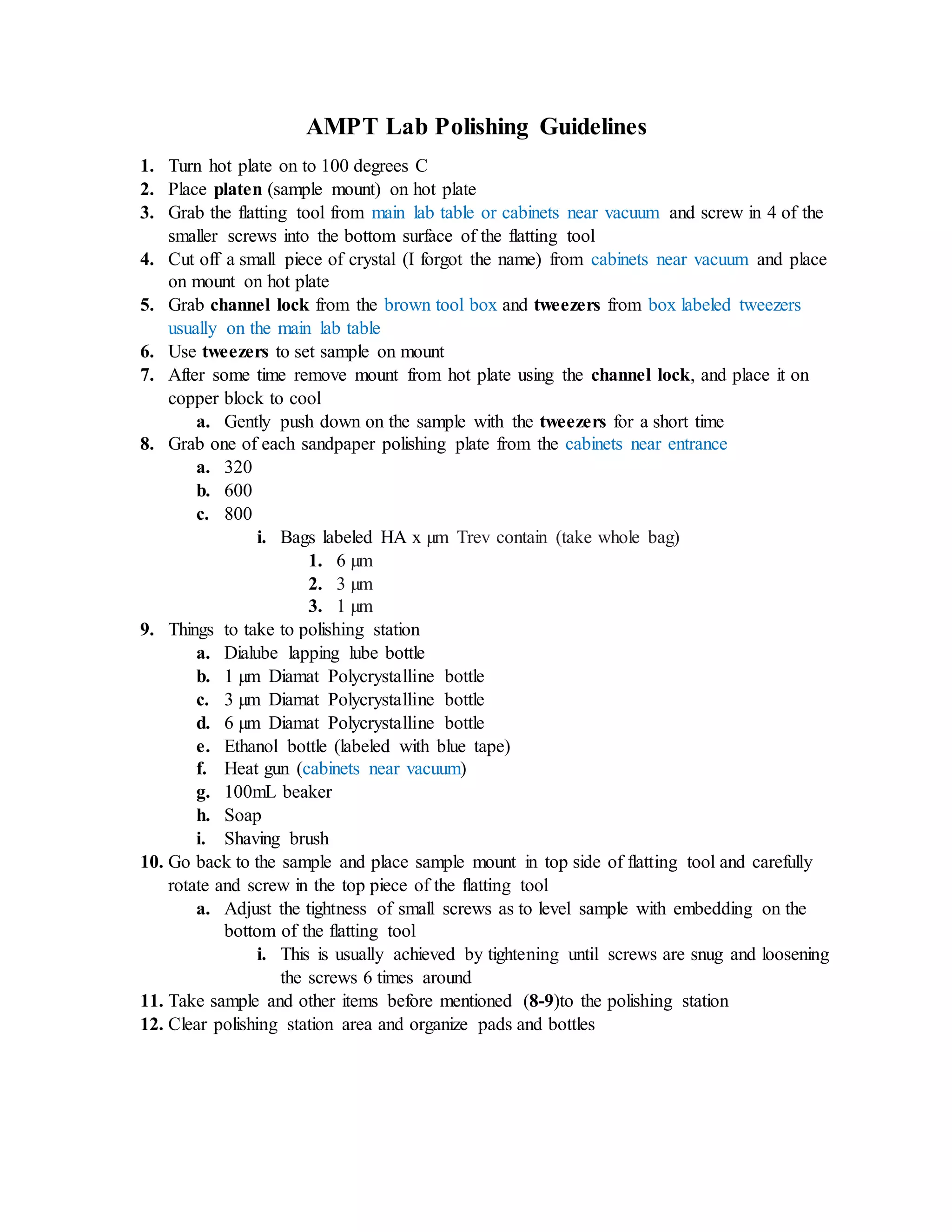 AMPT Lab Polishing Guidelines | PDF