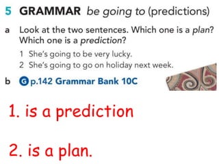1. is a prediction
2. is a plan.
 