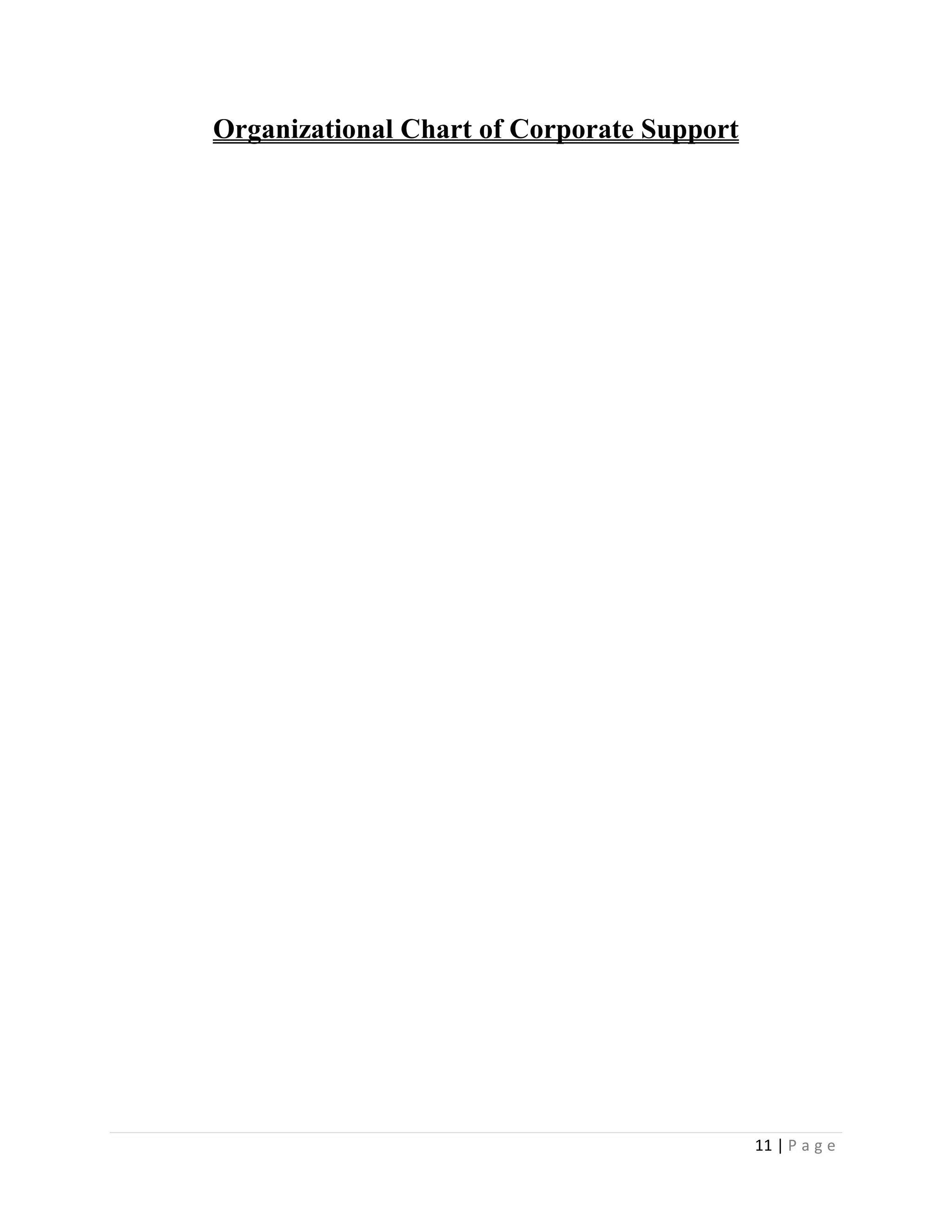 11 | P a g e
Organizational Chart of Corporate Support
 