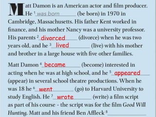 divorced
lived
became
appeared
went
wrote
 