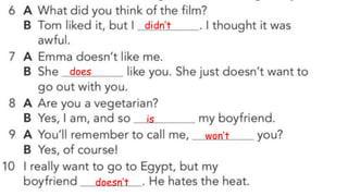 didn’t
does
is
won’t
doesn’t
 