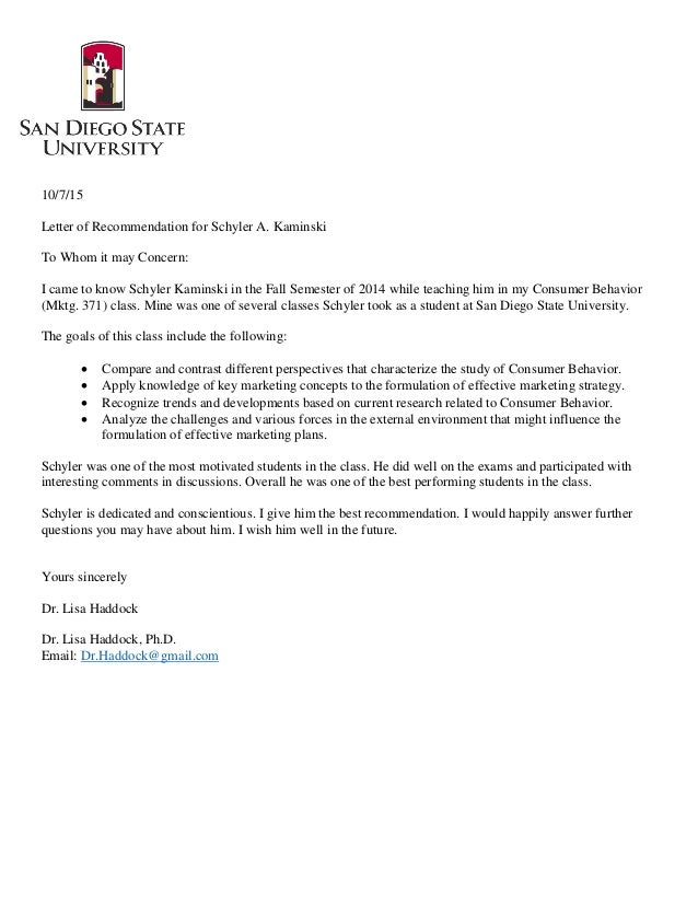 student letter of recommendation letter of recommendation to student