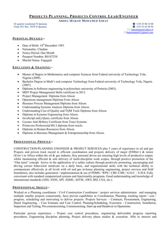 Resume - PROJECTS PLANNING, PROJECTS CONTROL LEAD-ENGINEER | PDF