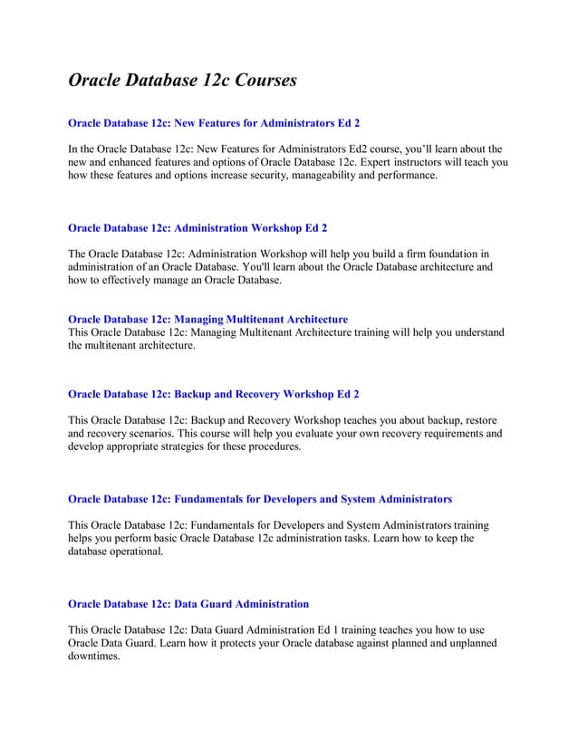 Oracle Database Courses