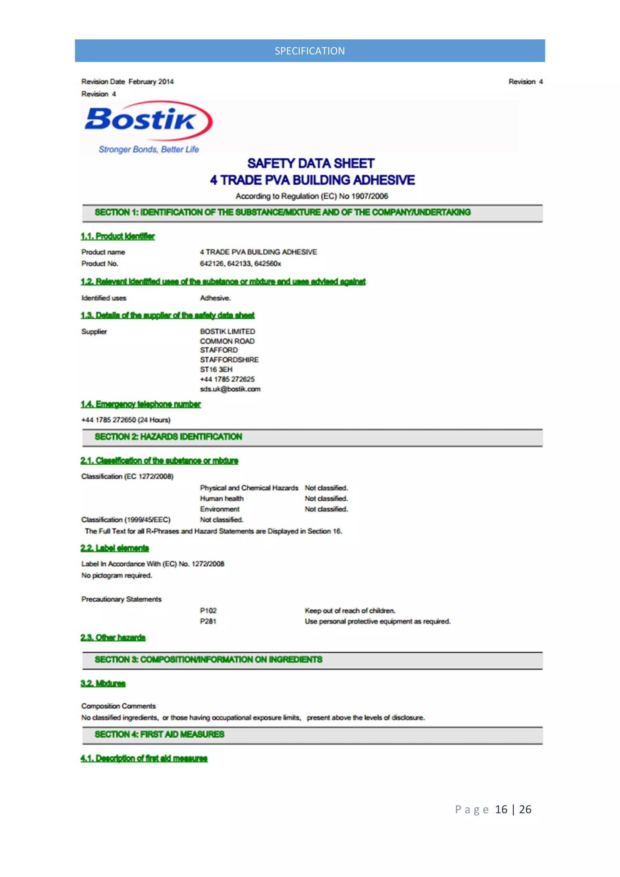 P a g e 16 | 26
SPECIFICATION
 