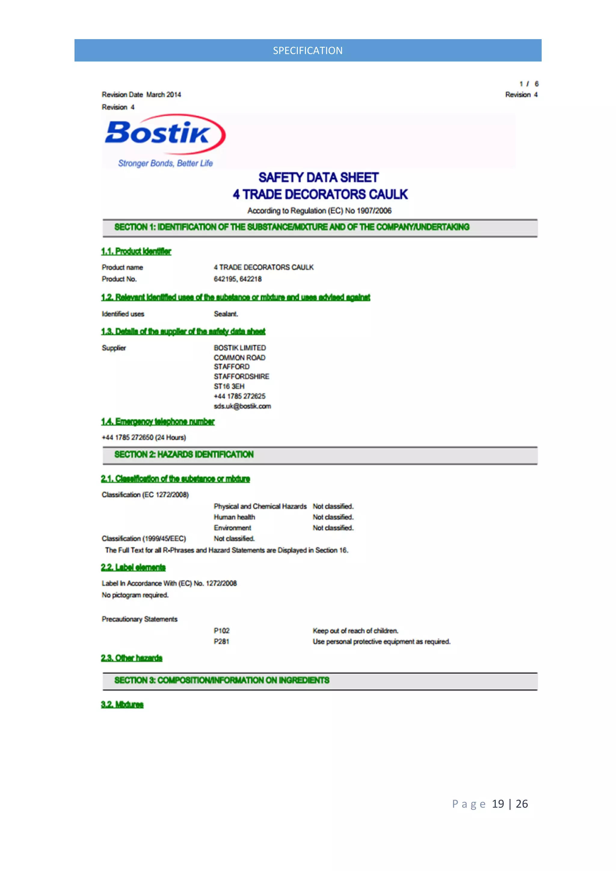 P a g e 19 | 26
SPECIFICATION
 