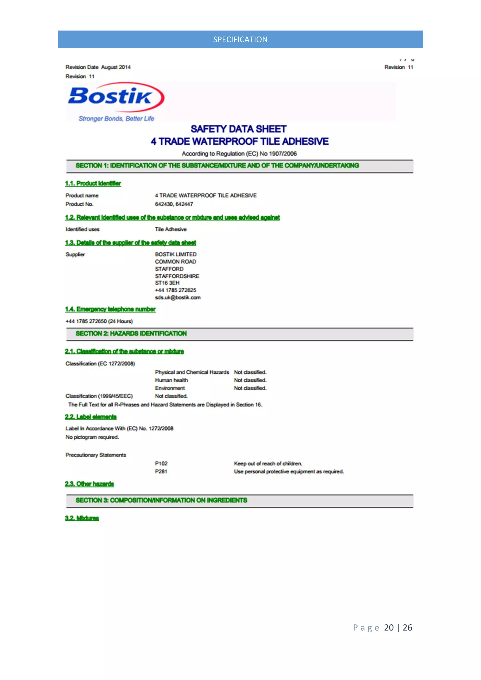 P a g e 20 | 26
SPECIFICATION
 