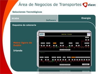 Área de Negocios de Transportes
Soluciones Tecnológicas

SCADA                                  Energía
                          Software

Esquema da catenaria




 Metro ligero de
 Dublin

 Irlanda
 