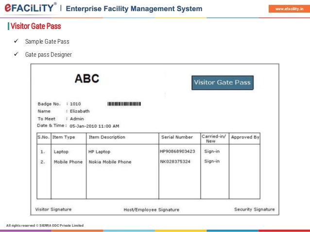 Efacility Visitor Management System