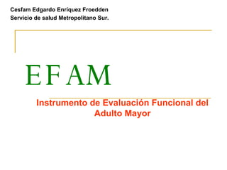 EFAM Cesfam Edgardo Enríquez Froedden Servicio de salud Metropolitano Sur. Instrumento de Evaluación Funcional del Adulto Mayor 