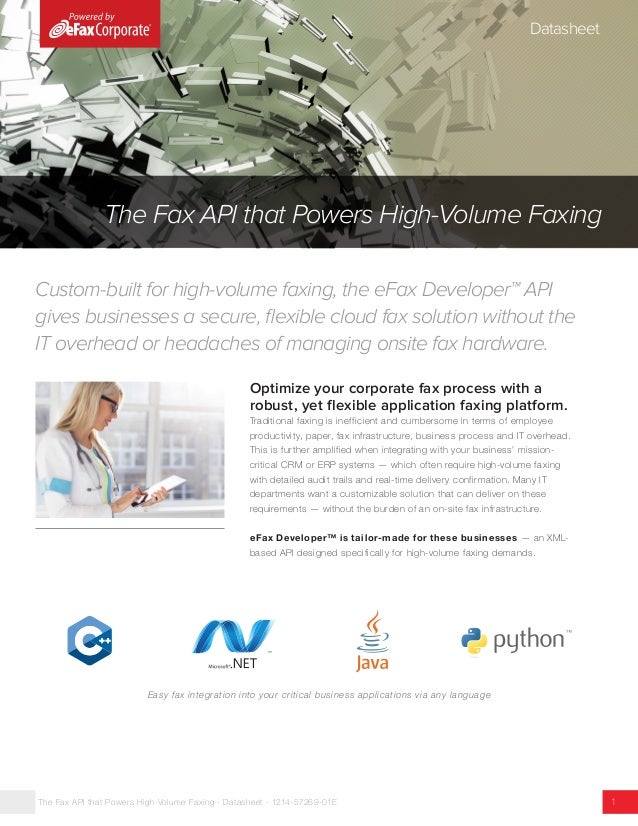 efax developer custom cloud fax api for high volume faxing corporate fax