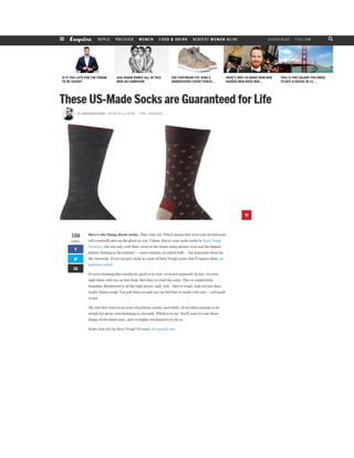 Esquire - These US Made Socks are Guaranteed for Life