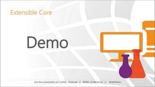 Demo
Join the conversation on Twitter: #ndcoslo // @NDC_Conferences // @idoFlatow
Extensible Core
 