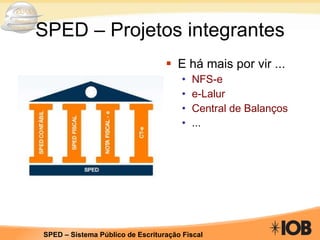 SPED – Projetos integrantes E há mais por vir ... NFS-e e-Lalur Central de Balanços ... 