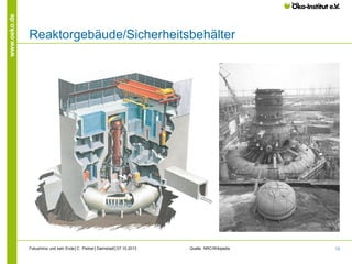 www.oeko.de

Reaktorgebäude/Sicherheitsbehälter

Fukushima und kein Ende│C. Pistner│Darmstadt│07.10.2013

Quelle: NRC/Wikipedia

12

 
