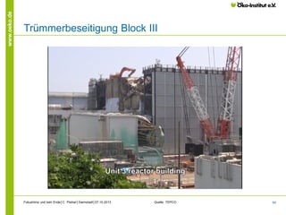 www.oeko.de

Trümmerbeseitigung Block III

Fukushima und kein Ende│C. Pistner│Darmstadt│07.10.2013

Quelle: TEPCO

64

 