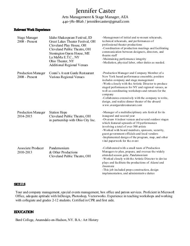 arts management resume jcaster v3_8 professional management resumes