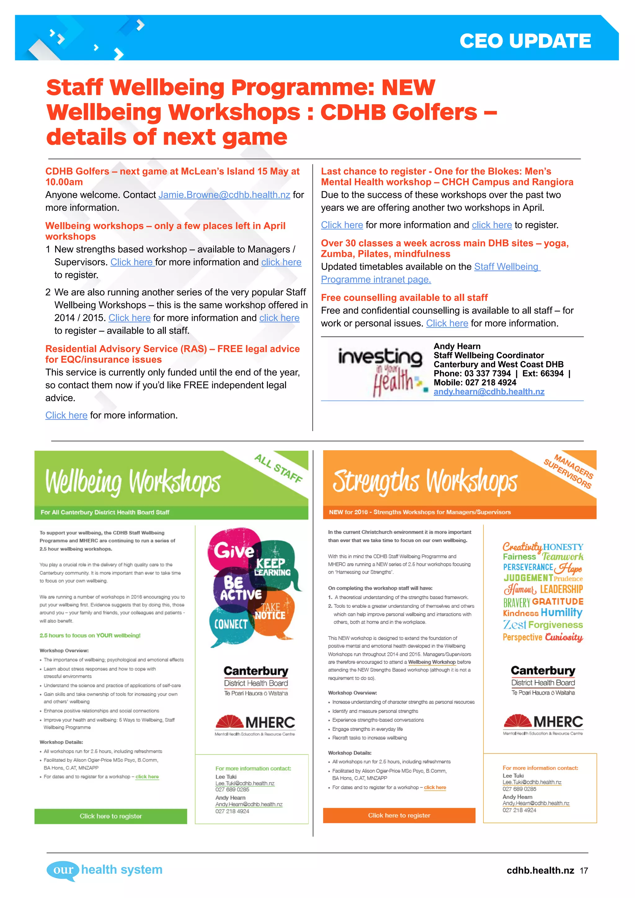Canterbury DHB CEO Update Monday 18 April 2016 | PDF