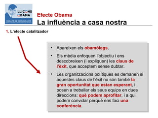 Efecte Obama La influència a casa nostra 1.  L’efecte catalitzador ,[object Object],[object Object],[object Object]