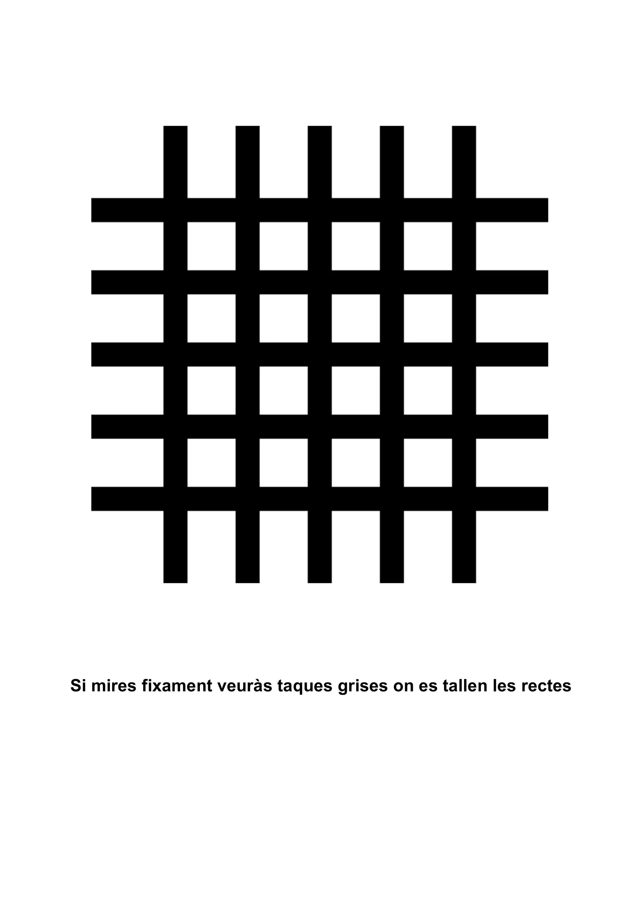 Si mires fixament veuràs taques grises on es tallen les rectes
 