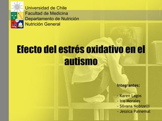 Efecto del estrés oxidativo en el autismo ,[object Object],[object Object],[object Object],[object Object],[object Object],Universidad de Chile Facultad de Medicina Departamento de Nutrición Nutrición General 