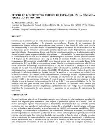 Efecto de los distientos esteres de estradiol en la dinamica folicular de bovinos mapletoft