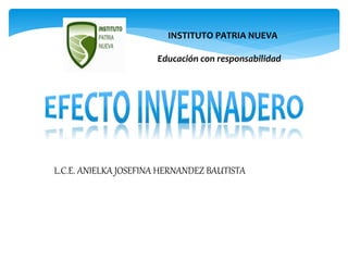 INSTITUTO PATRIA NUEVA
Educación con responsabilidad
L.C.E. ANIELKA JOSEFINA HERNANDEZ BAUTISTA
 