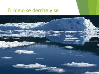El hielo se derrite y se
convierte en agua .
 
