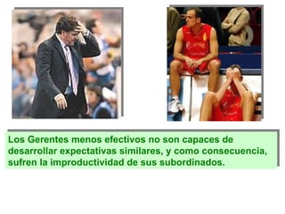 Los Gerentes menos efectivos no son capaces de desarrollar expectativas similares, y como consecuencia, sufren la improductividad de sus subordinados. 