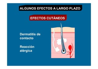 ALGUNOS EFECTOS A LARGO PLAZO


      EFECTOS CUTÁNEOS



Dermatitis de
contacto

Reacción
alérgica
 