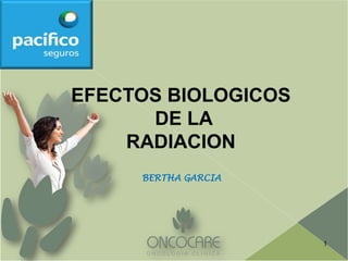 EFECTOS BIOLOGICOS
      DE LA
    RADIACION
     BERTHA GARCIA




                     1
 