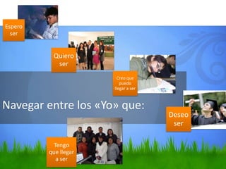 Espero
  ser


          Quiero
           ser
                        Creo que
                         puedo
                      llegar a ser



Navegar entre los «Yo» que:
                                     Deseo
                                      ser

           Tengo
         que llegar
            a ser
 