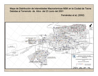 Tacna : Visita del pabellón administrativo, tuvo deflexiones de techo
      antes del sismo. Agrietamientos de muros cubie...