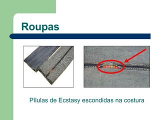 Roupas Pílulas de Ecstasy escondidas na costura 