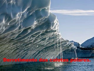Derretimento das calotas polares. 
