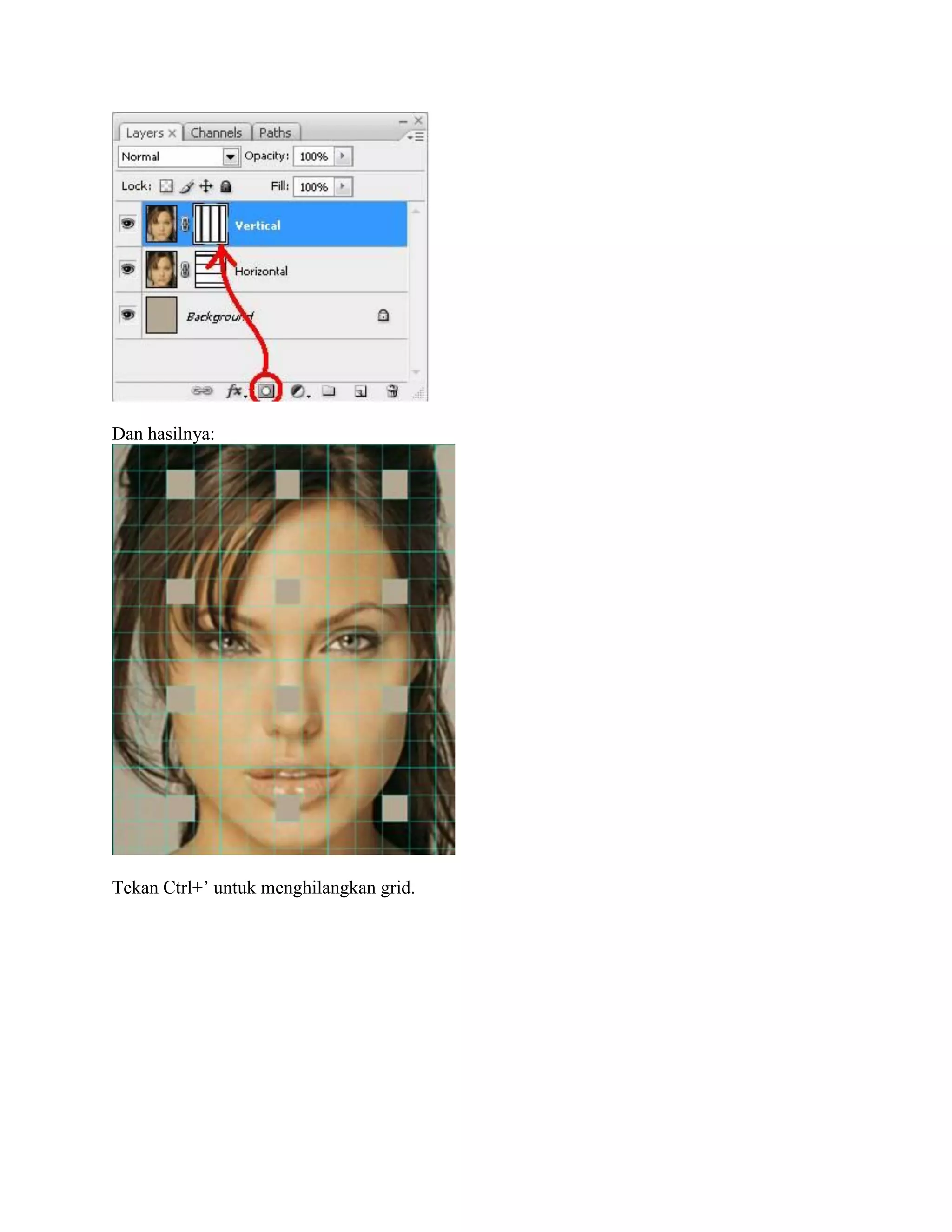 Dan hasilnya:
Tekan Ctrl+’ untuk menghilangkan grid.
 