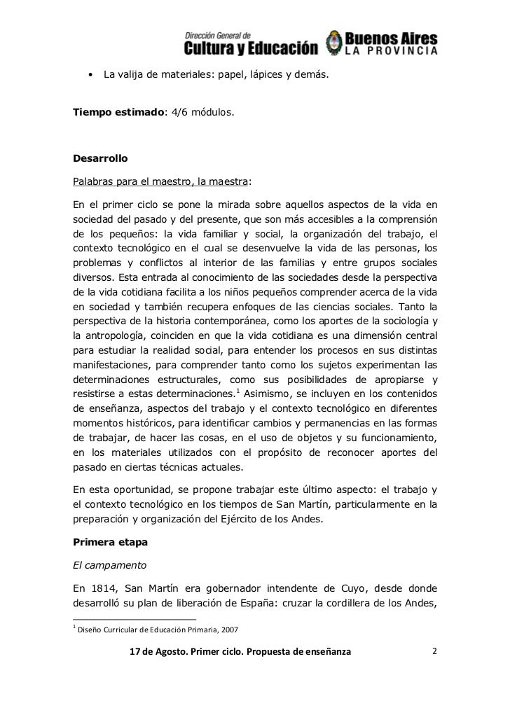 Propuestas Para Trabajar El 17 De Agosto Primer Ciclo