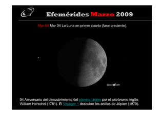 Efemerides Marzo 2009