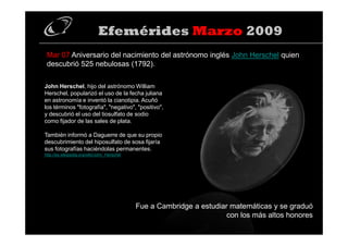 Efemerides Marzo 2009