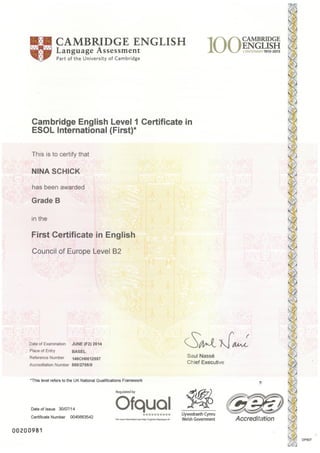 Cambridge First Certificate 