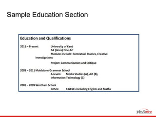 Sample Education Section
 