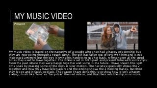 MY MUSIC VIDEO
My music video is based on the narrative of a couple who once had a happy relationship but
they are now goi...