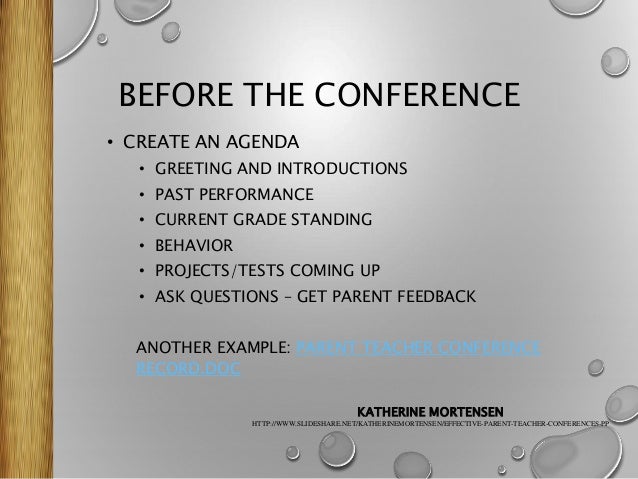 parent conference agenda