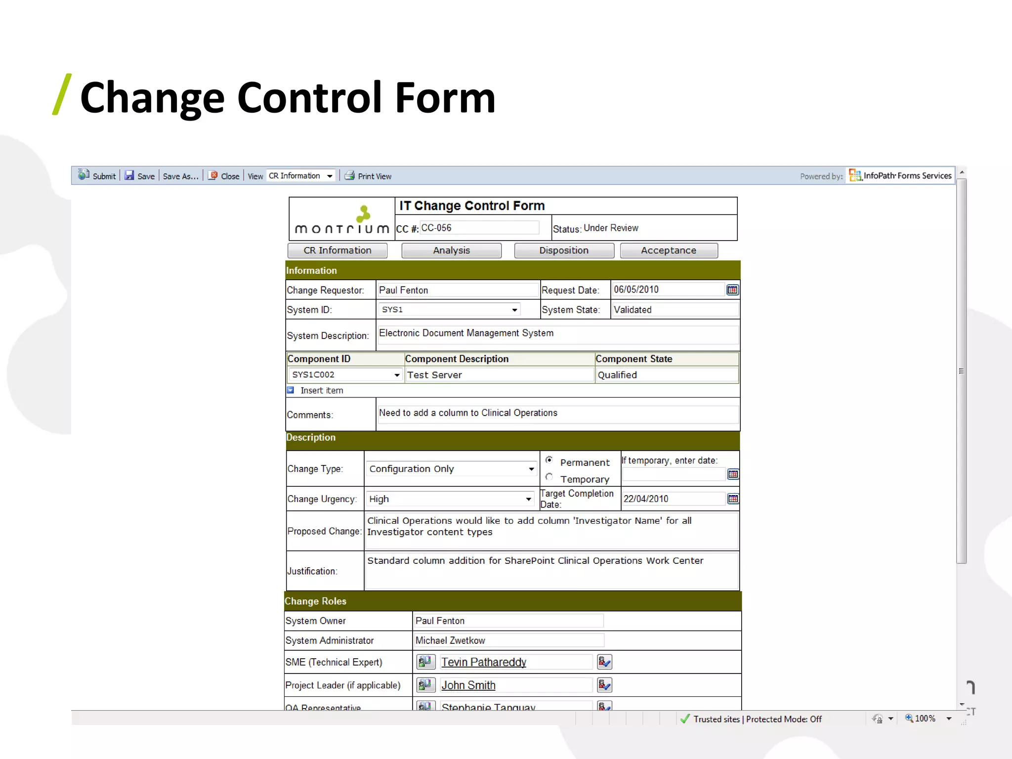 / Change Control Form

 Change Control Form
 