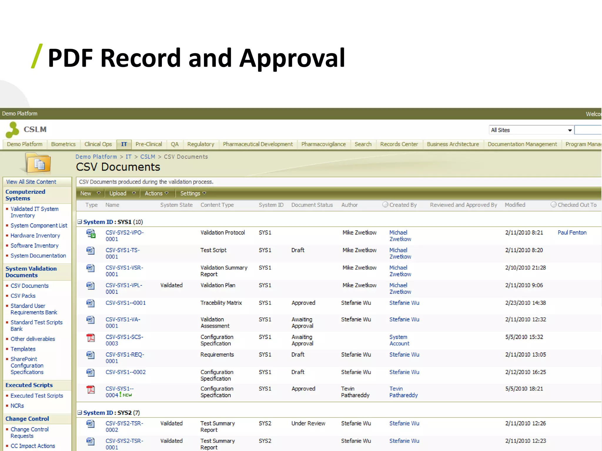 / PDF Record and Approval
 