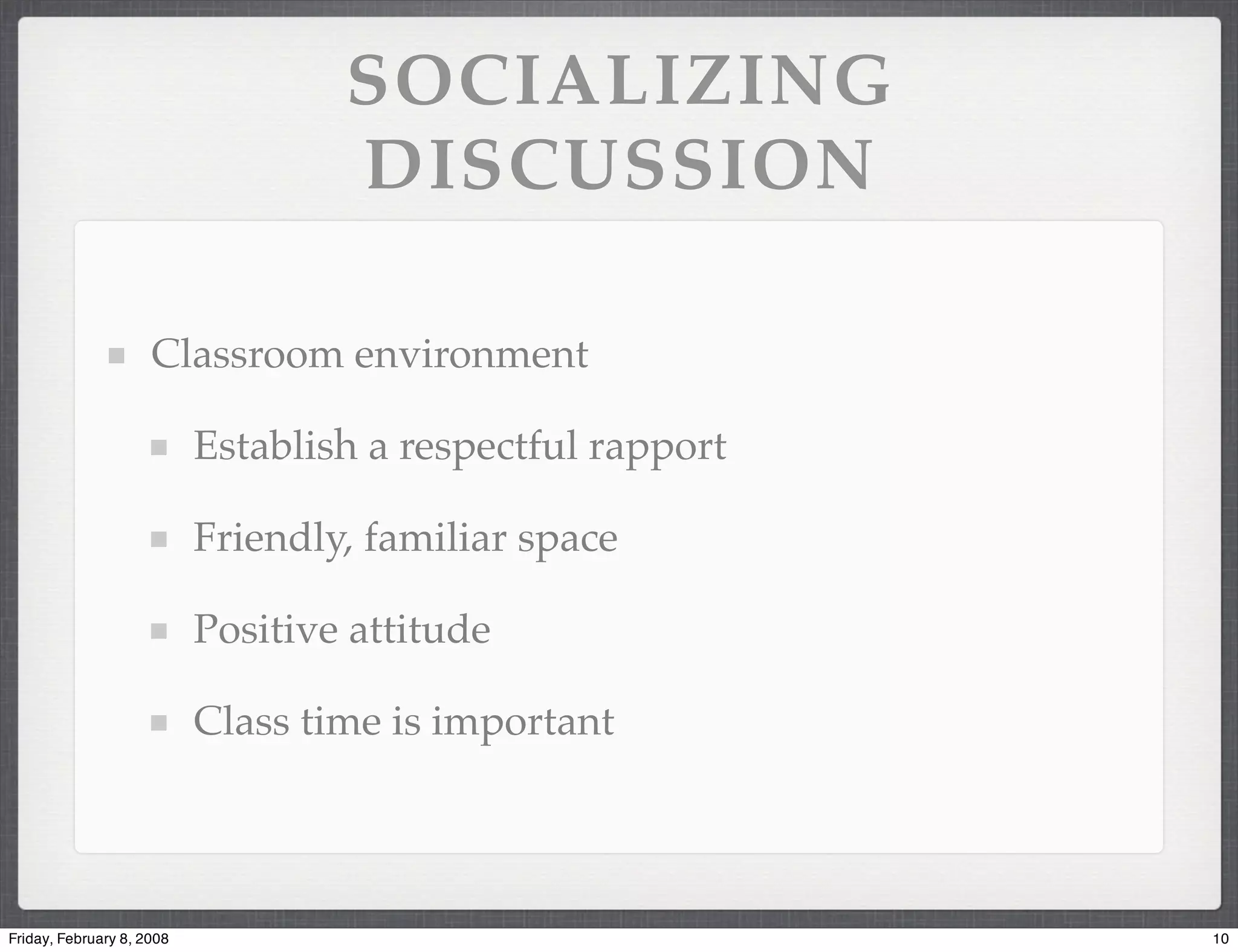 Effective Discussions