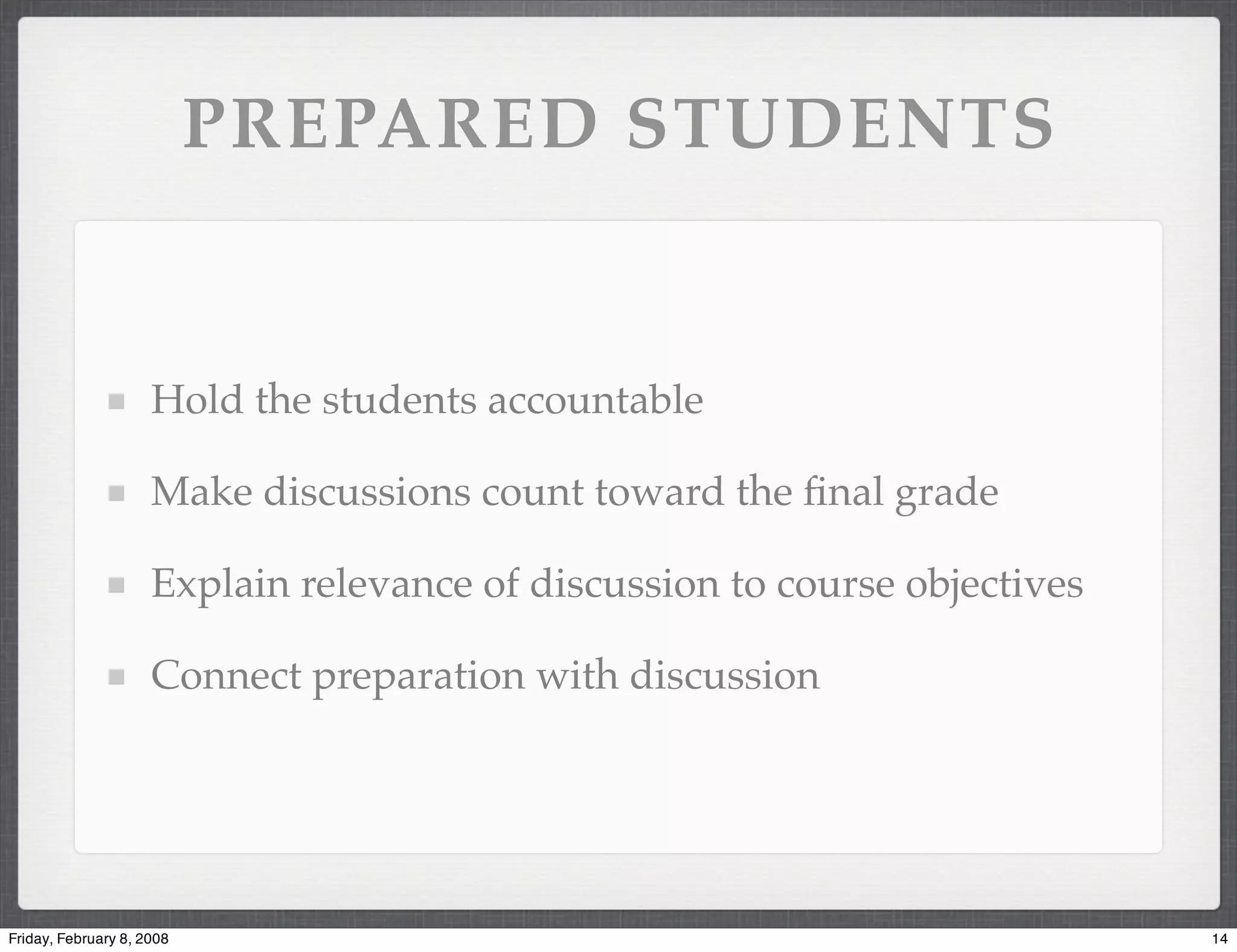 Effective Discussions